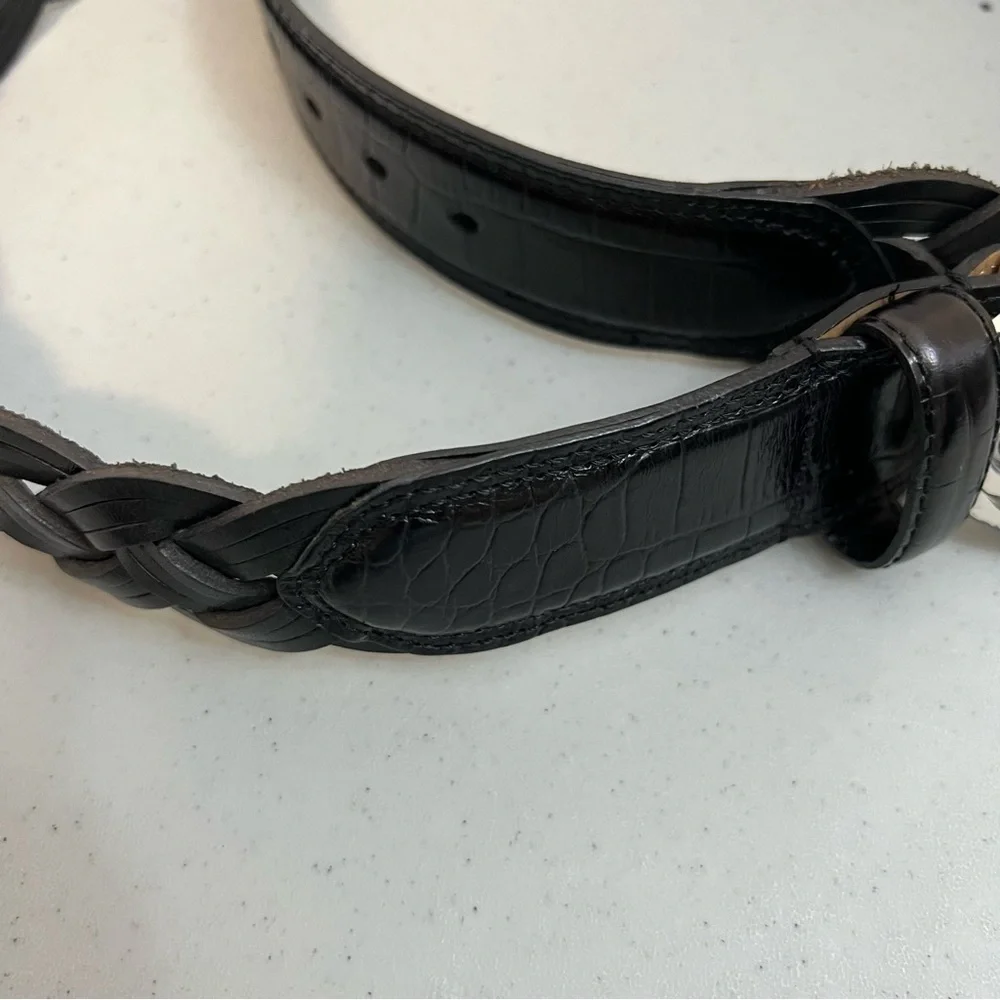 Brighton Black and Silver Braided Belt with Ornate Buckle